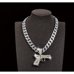 Silver Pistol Pendant Necklace