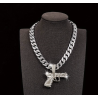 Silver Pistol Pendant Necklace