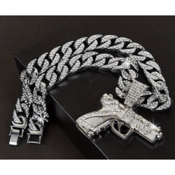 Silver Pistol Pendant Necklace