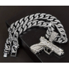 Silver Pistol Pendant Necklace