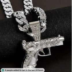 Silver Pistol Pendant Necklace
