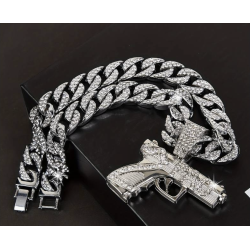 Silver Pistol Pendant Necklace